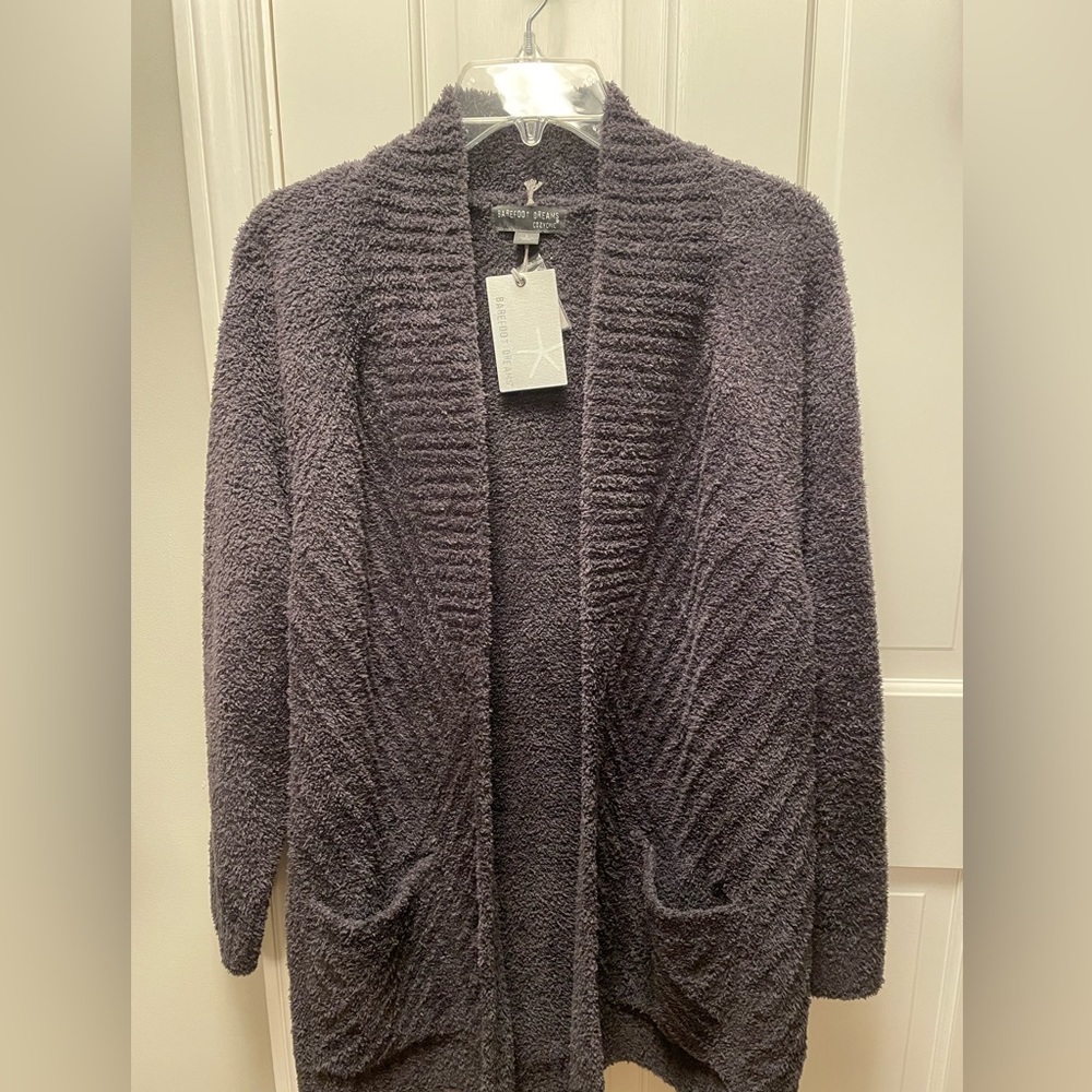 Barefoot Dreams Cardigan New!! Beautiful plush classic Cozy Chic carbon gray.